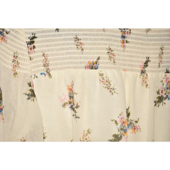 JUICY‎ COUTURE NEW $128 Angel Watercolor Floral Smocked Midi Dress Ivory XS - Picture 4 of 4